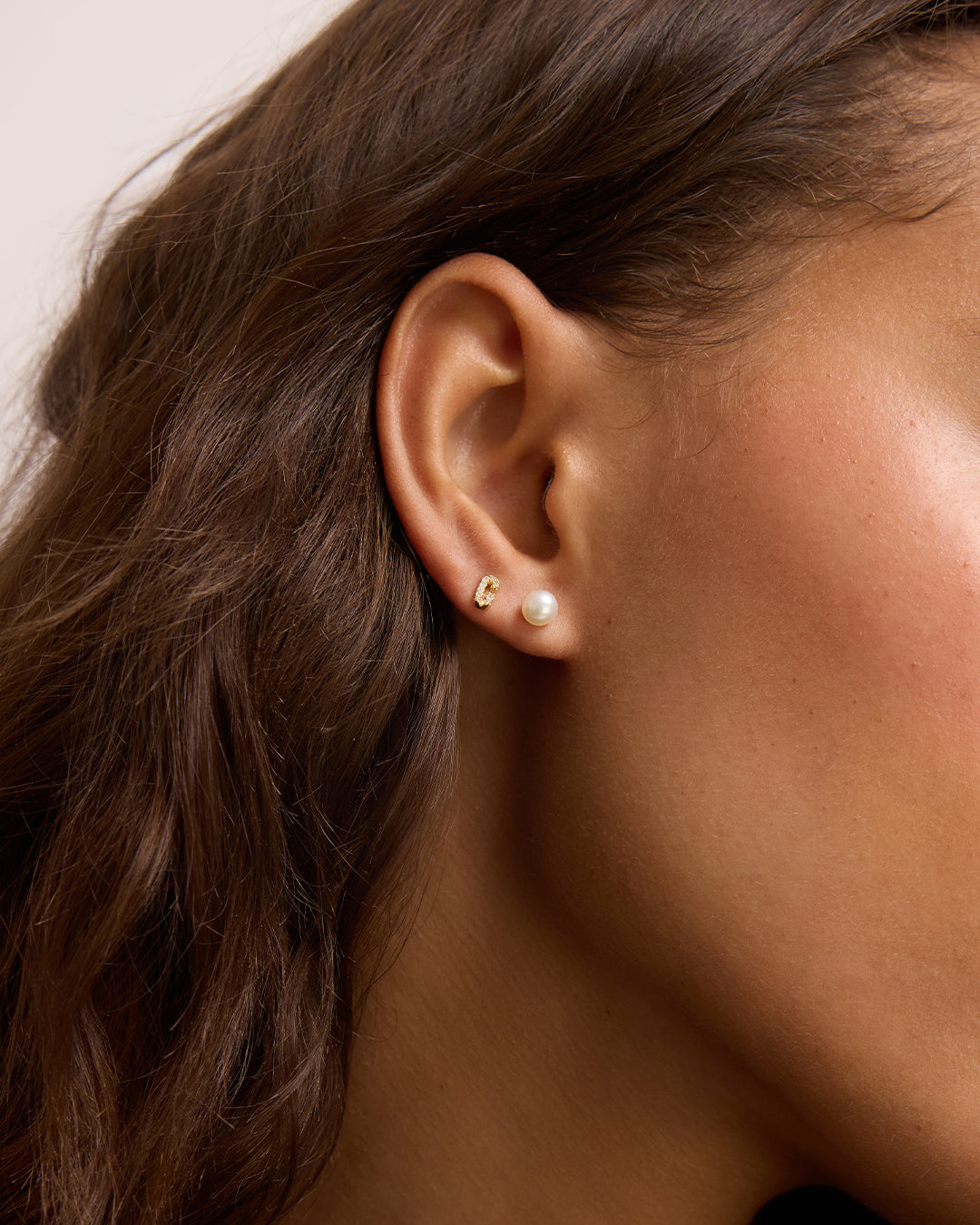Wilder Shimmer Alphabet Single Stud || option::18K Gold Plated, D