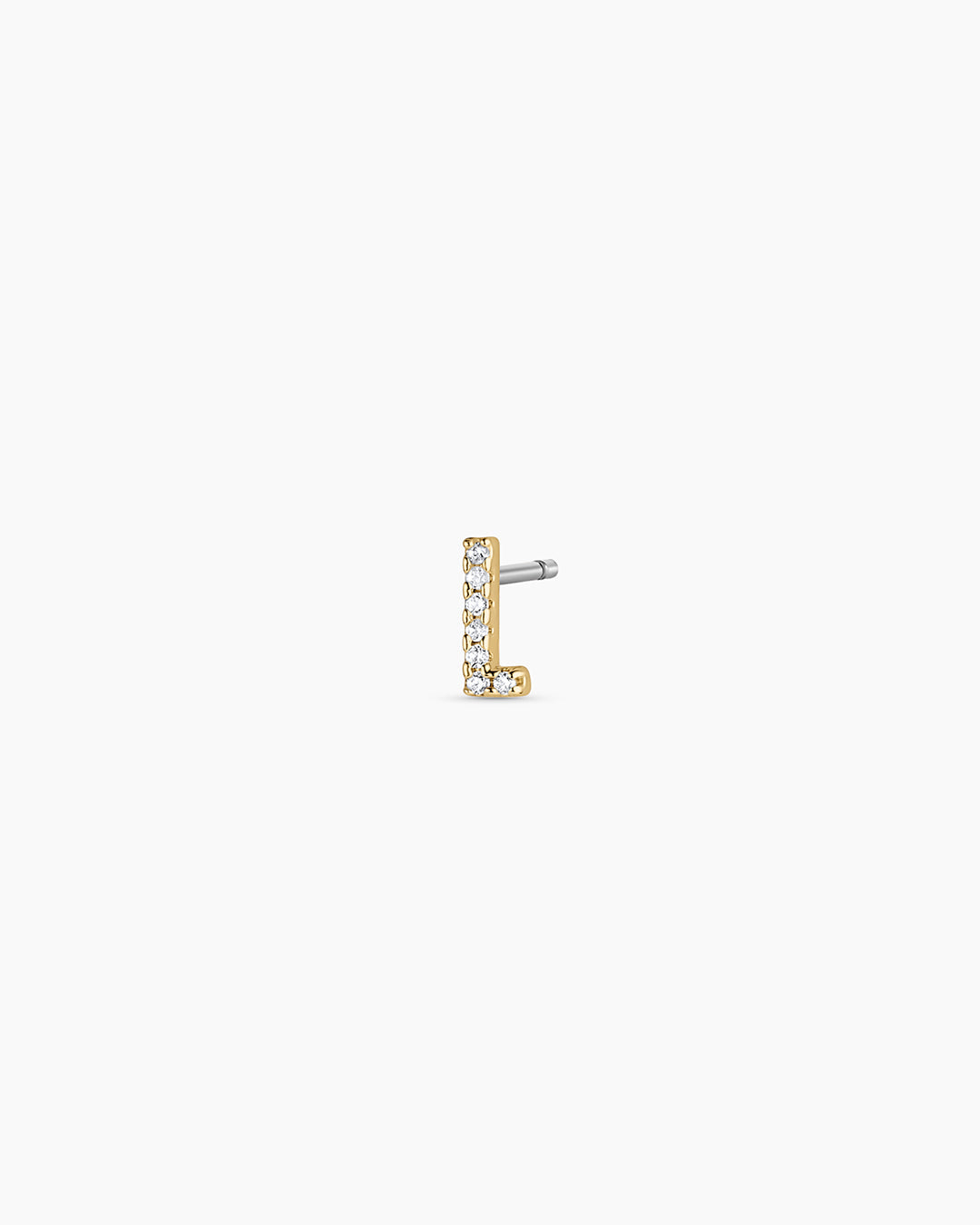 Wilder Shimmer Alphabet Single Stud || option::18K Gold Plated, L