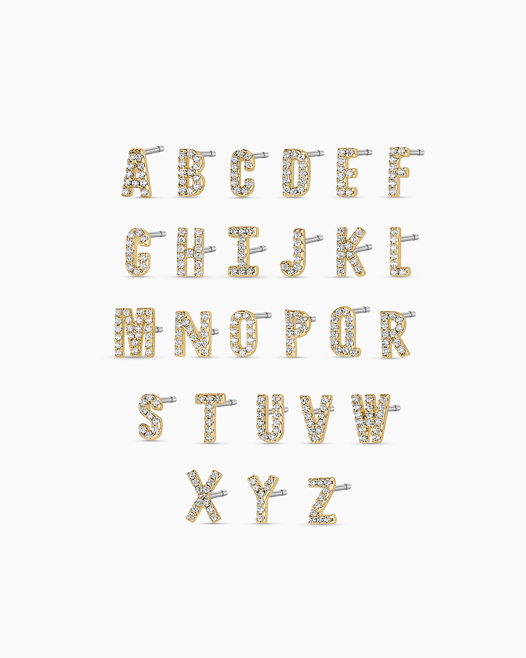 Wilder Shimmer Alphabet Single Stud || option::18K Gold Plated, M