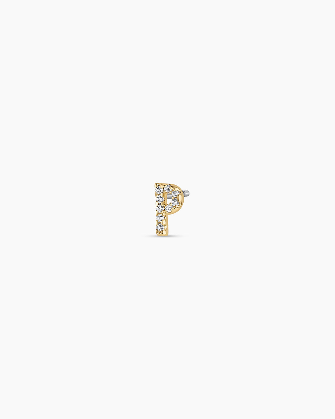 Wilder Shimmer Alphabet Single Stud || option::18K Gold Plated, P