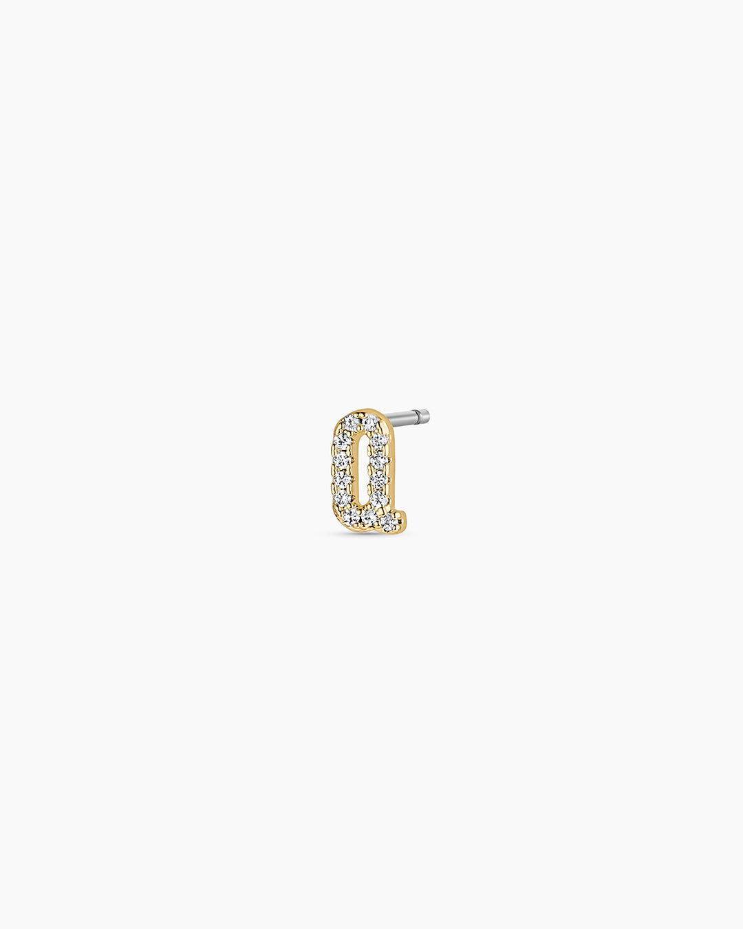 Wilder Shimmer Alphabet Single Stud || option::18K Gold Plated, Q