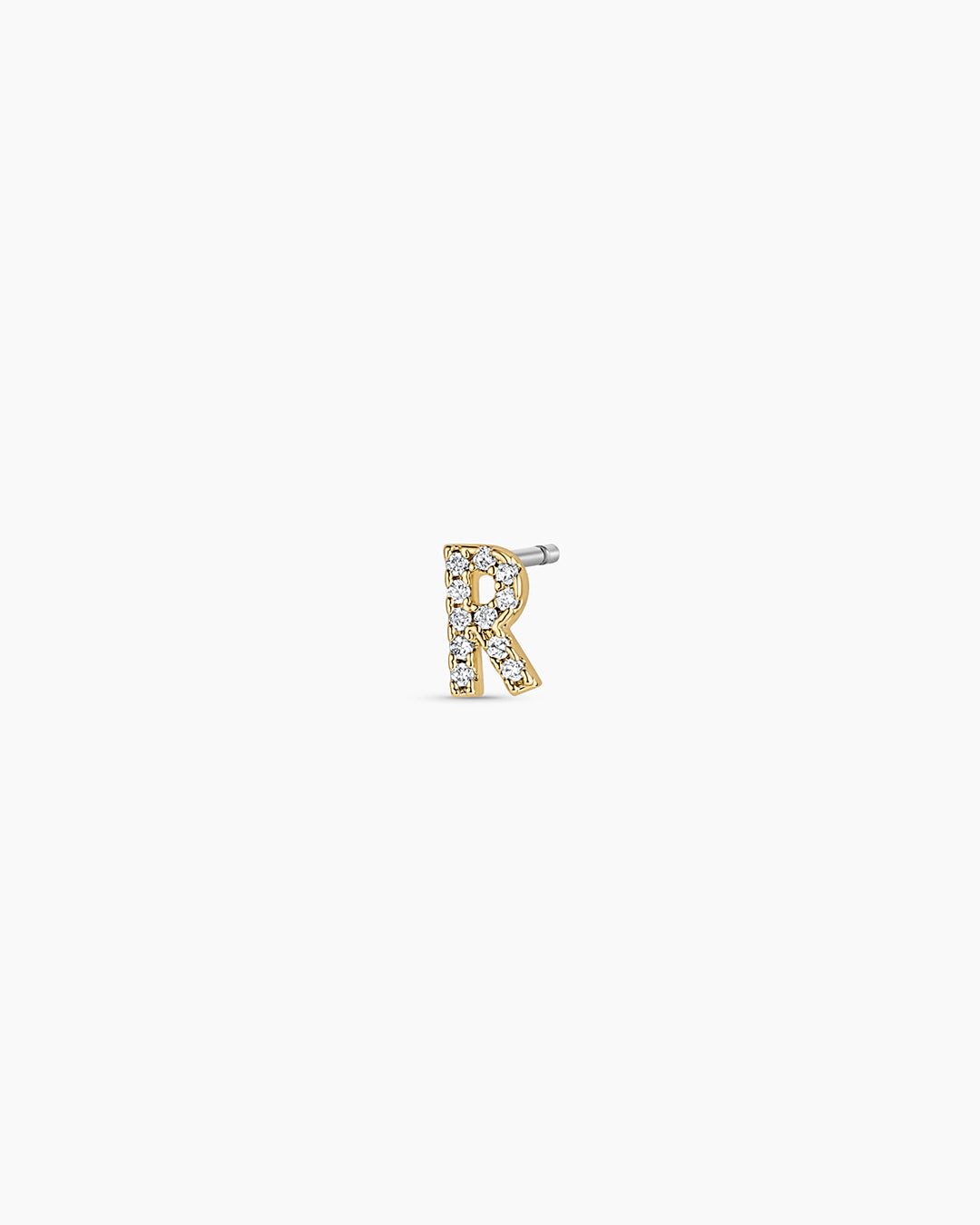 Wilder Shimmer Alphabet Single Stud || option::18K Gold Plated, R