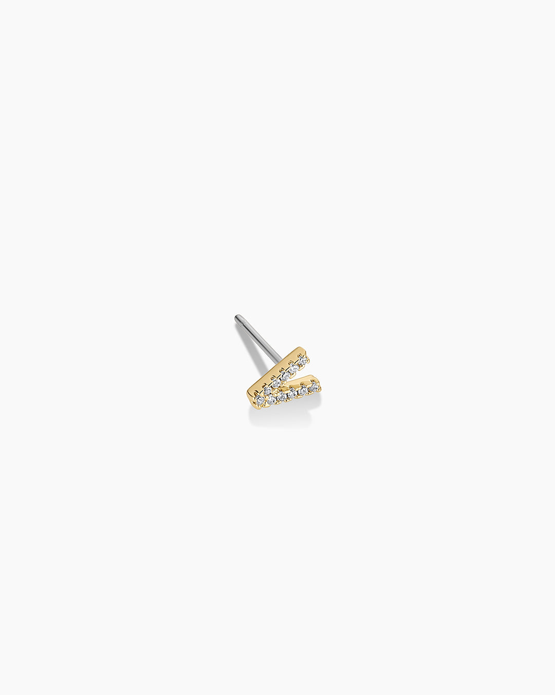 Wilder Shimmer Alphabet Single Stud || option::18K Gold Plated, V
