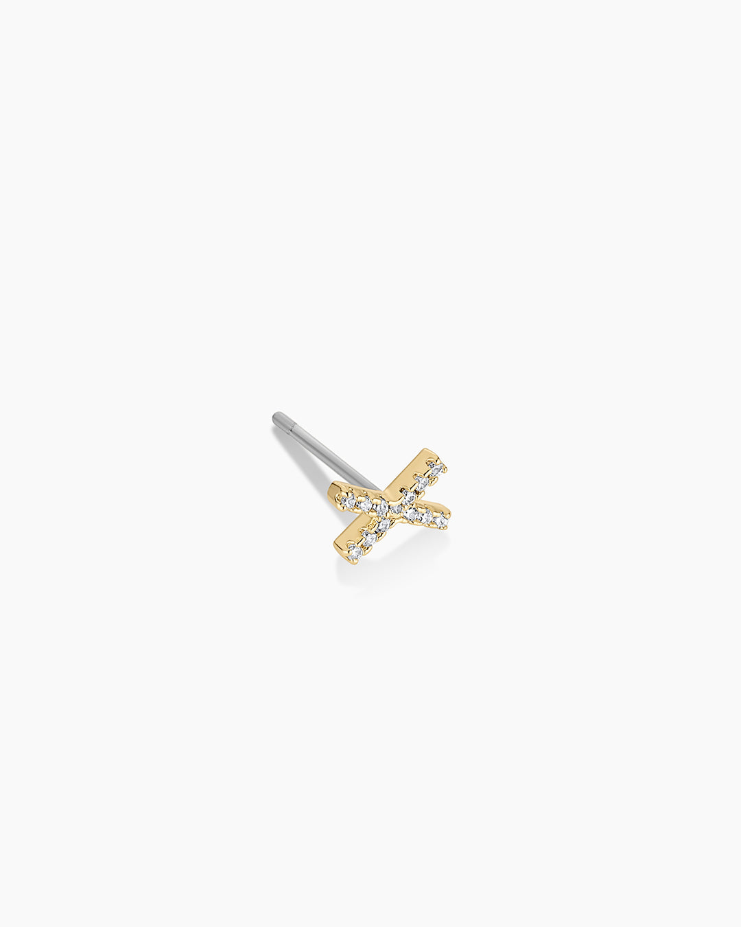Wilder Shimmer Alphabet Single Stud || option::18K Gold Plated, X