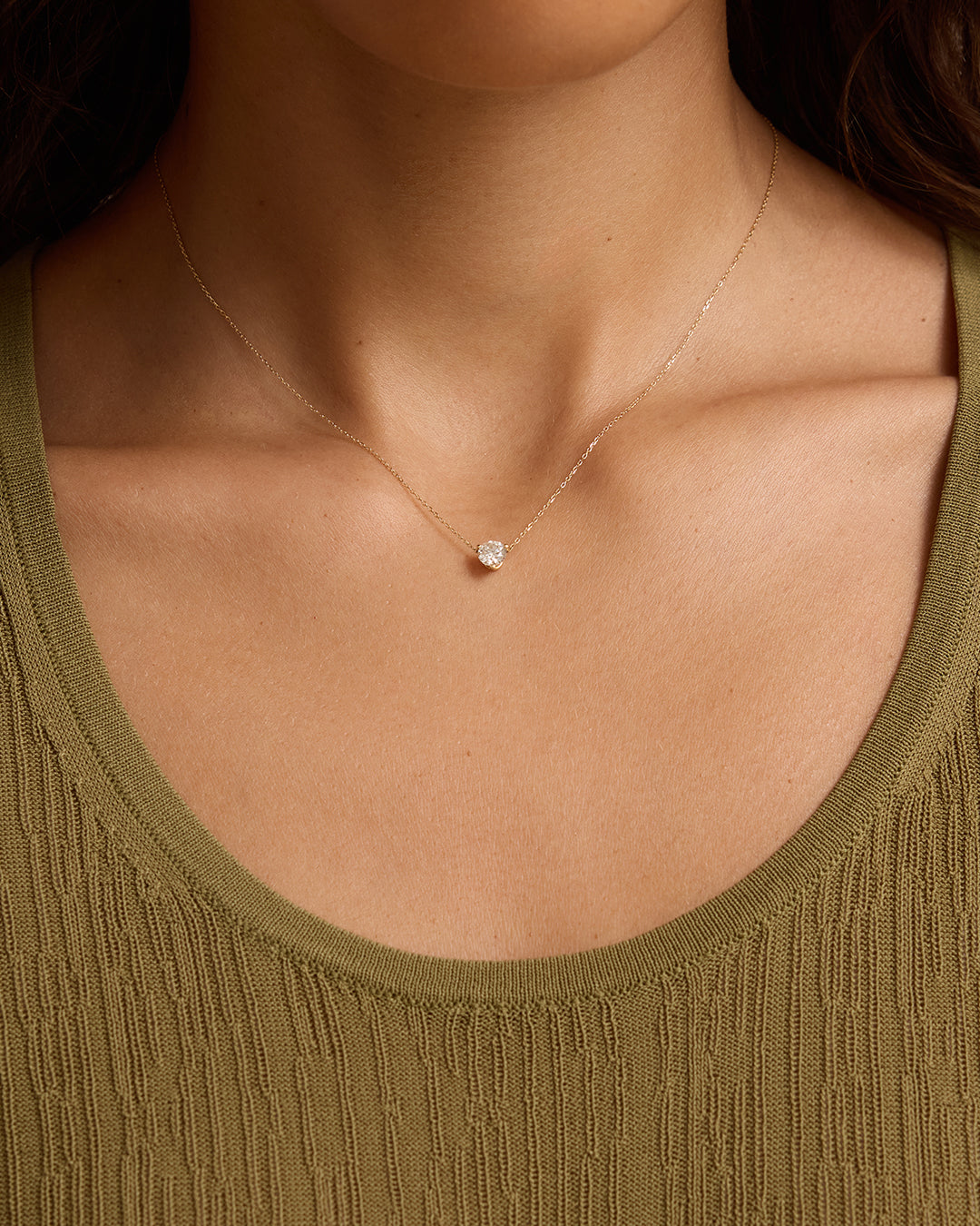 14K Lab Grown Diamond Solitaire Necklace || option::.50ct, 14K Solid Gold 