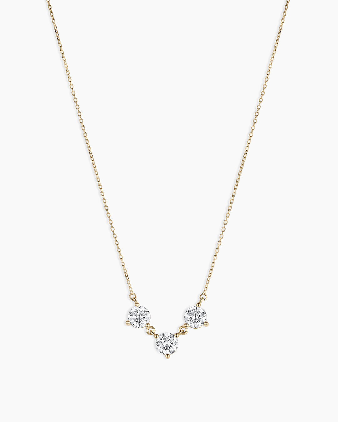 Lab Grown Diamond Solitaire Trio Necklace || option::14K Solid Gold 