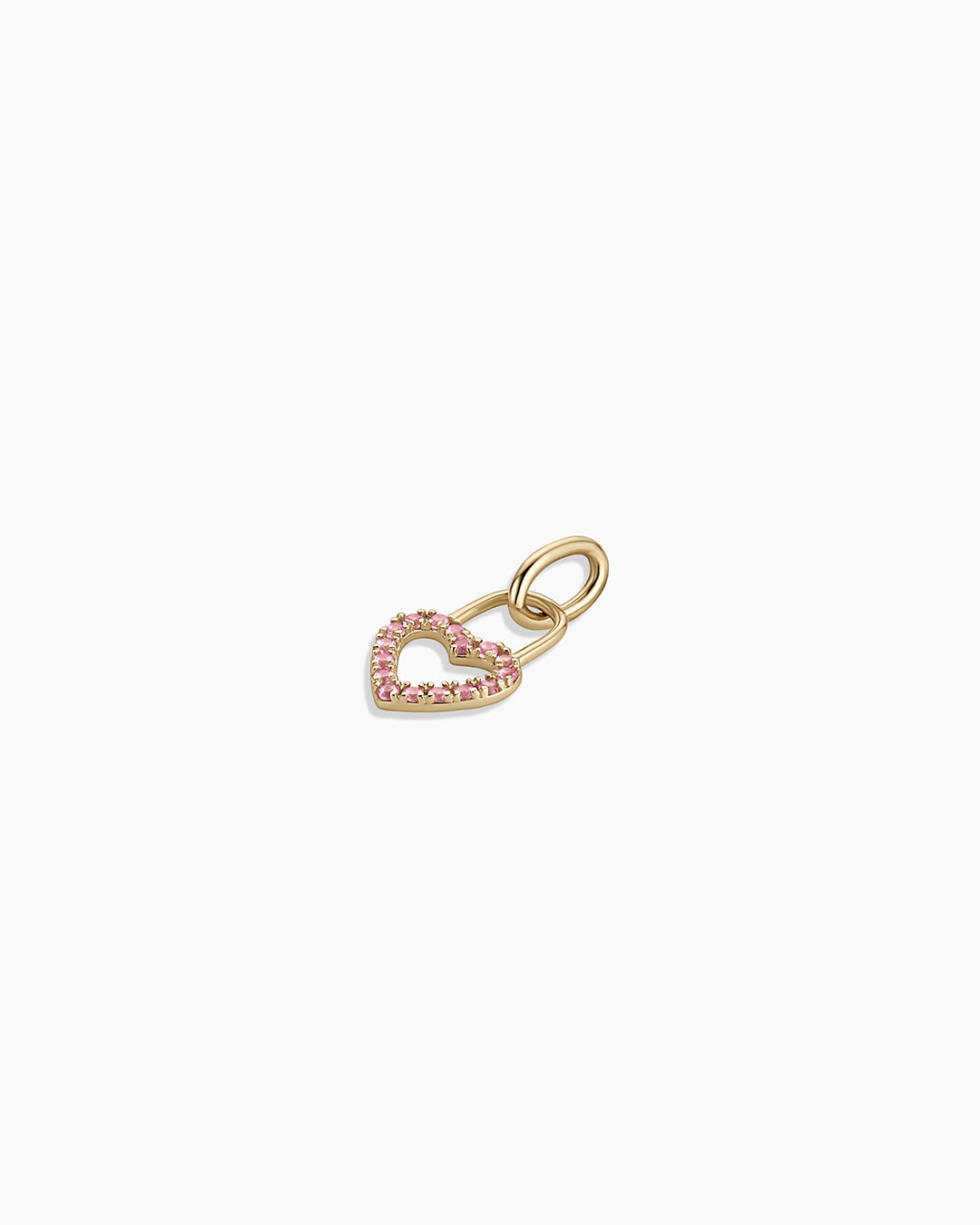 BCRF Pink Sapphire Heart Padlock Charm || option::14K Solid Gold