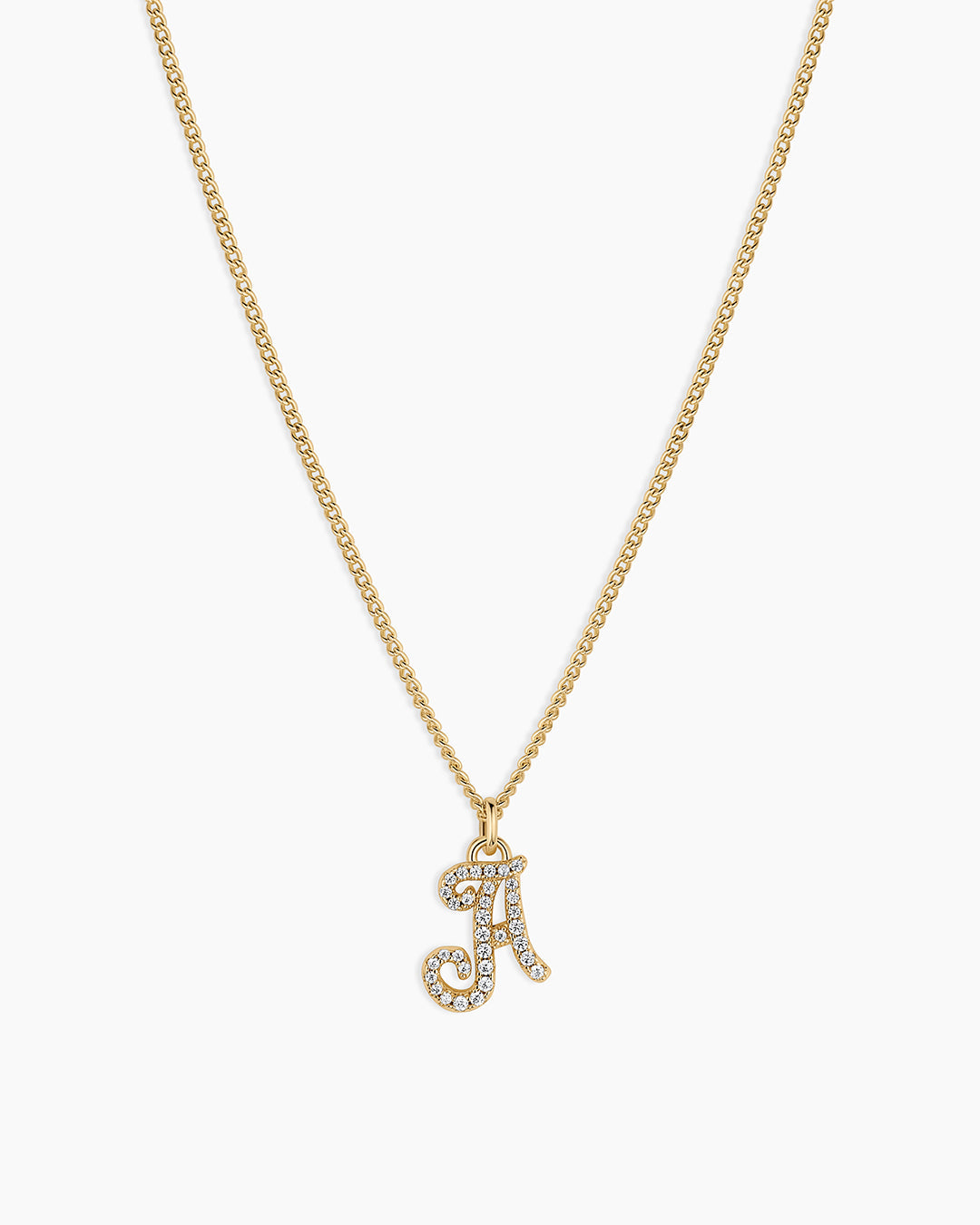 Wilder Shimmer Alphabet Necklace || option::18K Gold Plated, A