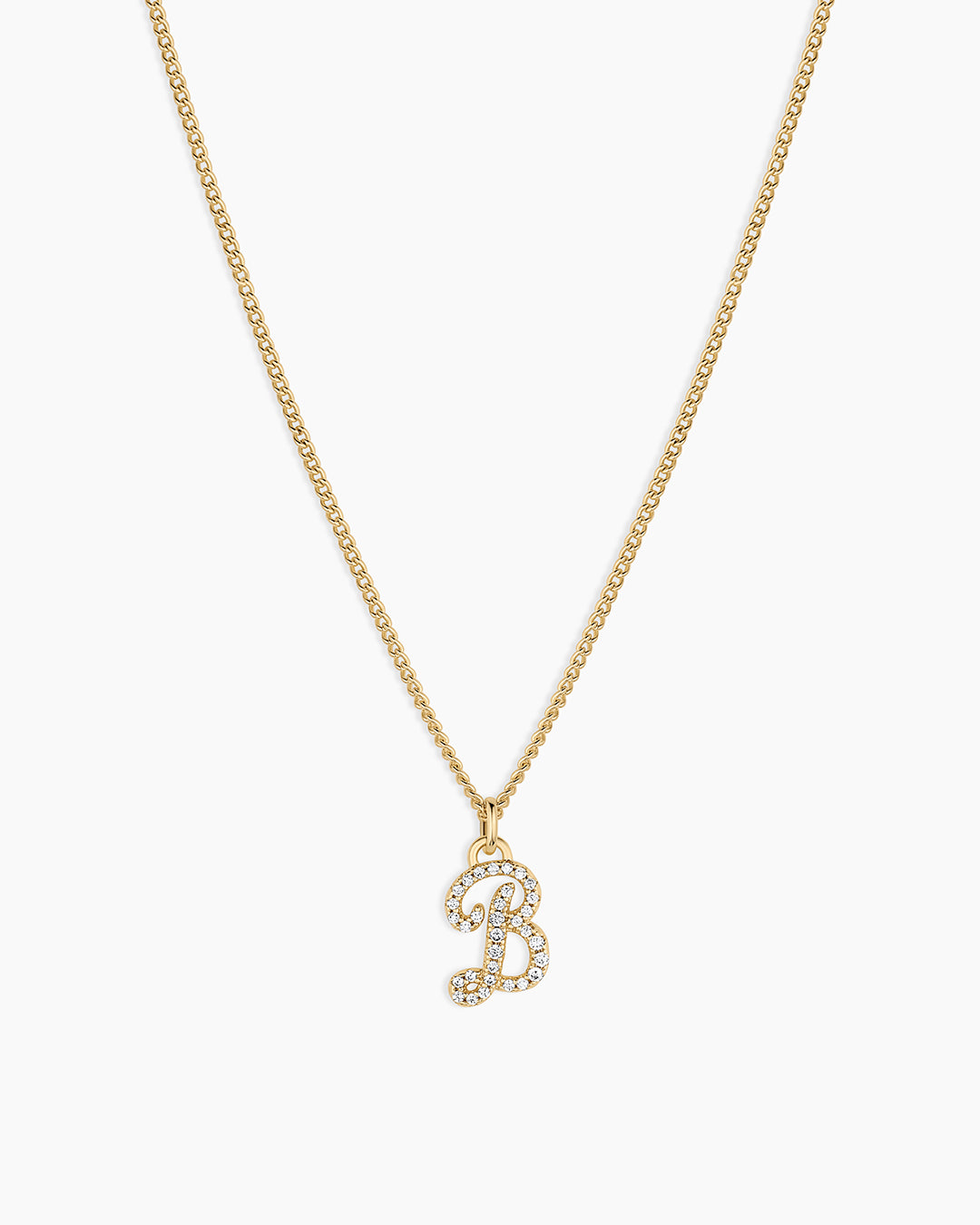 Wilder Shimmer Alphabet Necklace || option::18K Gold Plated, B