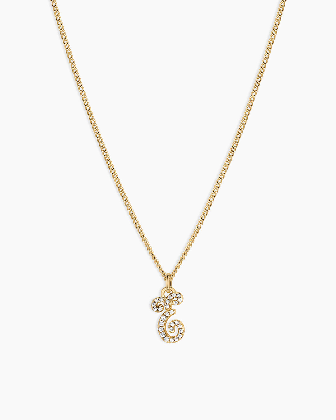 Wilder Shimmer Alphabet Necklace || option::18K Gold Plated, E