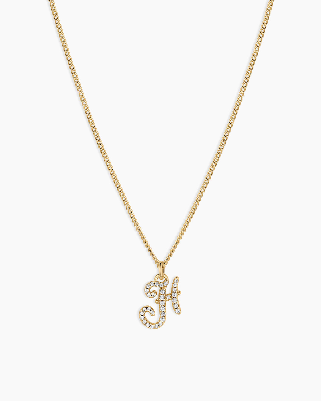 Wilder Shimmer Alphabet Necklace || option::18K Gold Plated, H