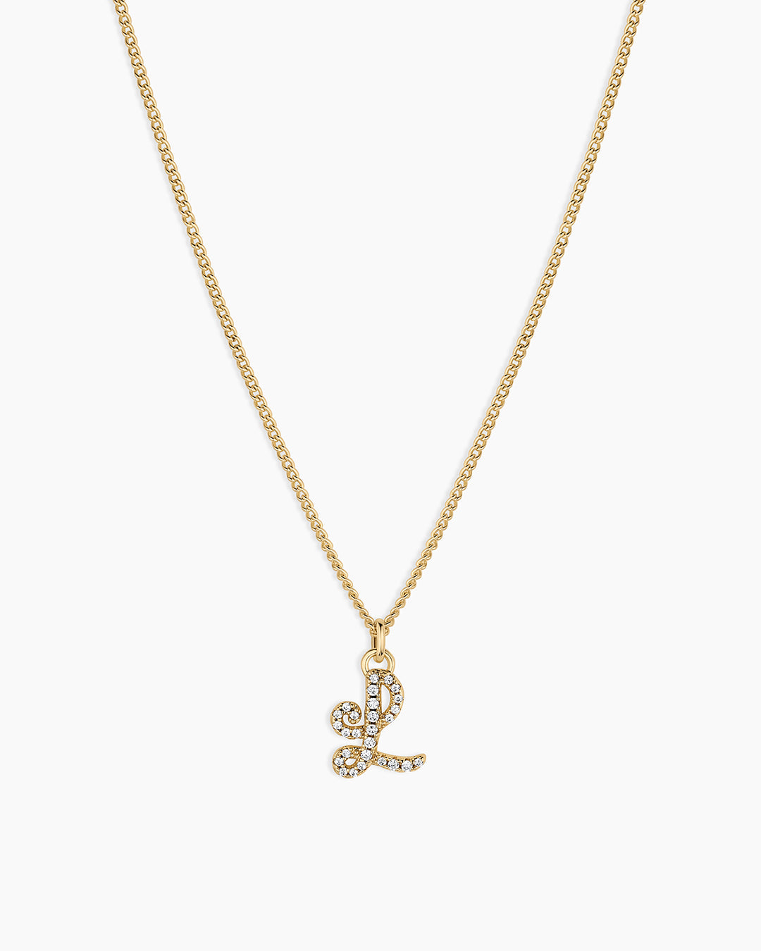 Wilder Shimmer Alphabet Necklace || option::18K Gold Plated, L