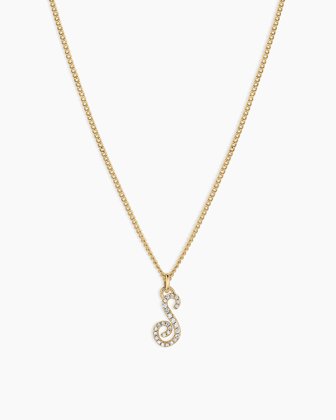 Wilder Shimmer Alphabet Necklace || option::18K Gold Plated, S