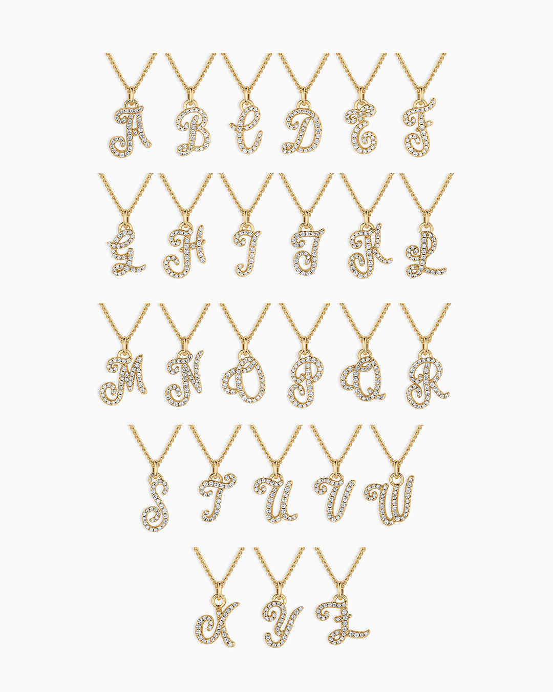 Wilder Shimmer Alphabet Necklace || option::18K Gold Plated, T