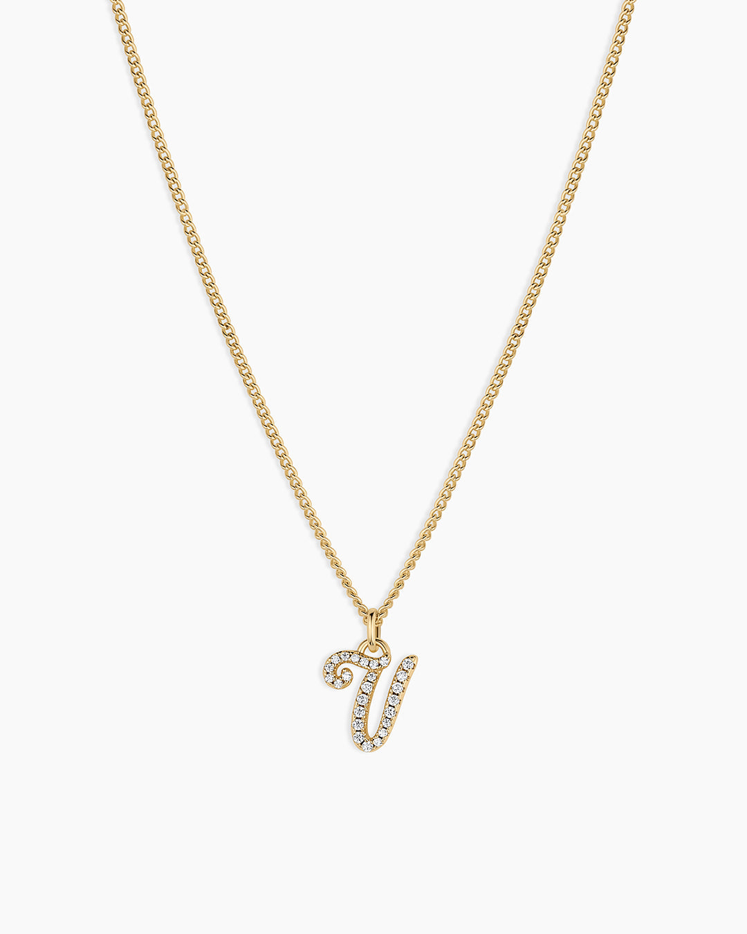 Wilder Shimmer Alphabet Necklace || option::18K Gold Plated, V