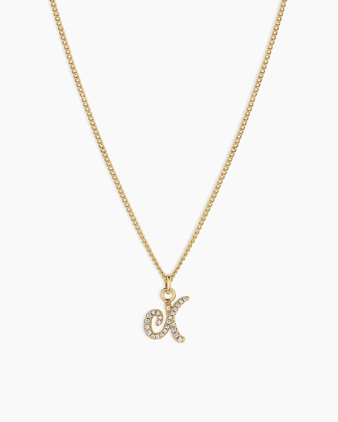 Wilder Shimmer Alphabet Necklace || option::18K Gold Plated, X