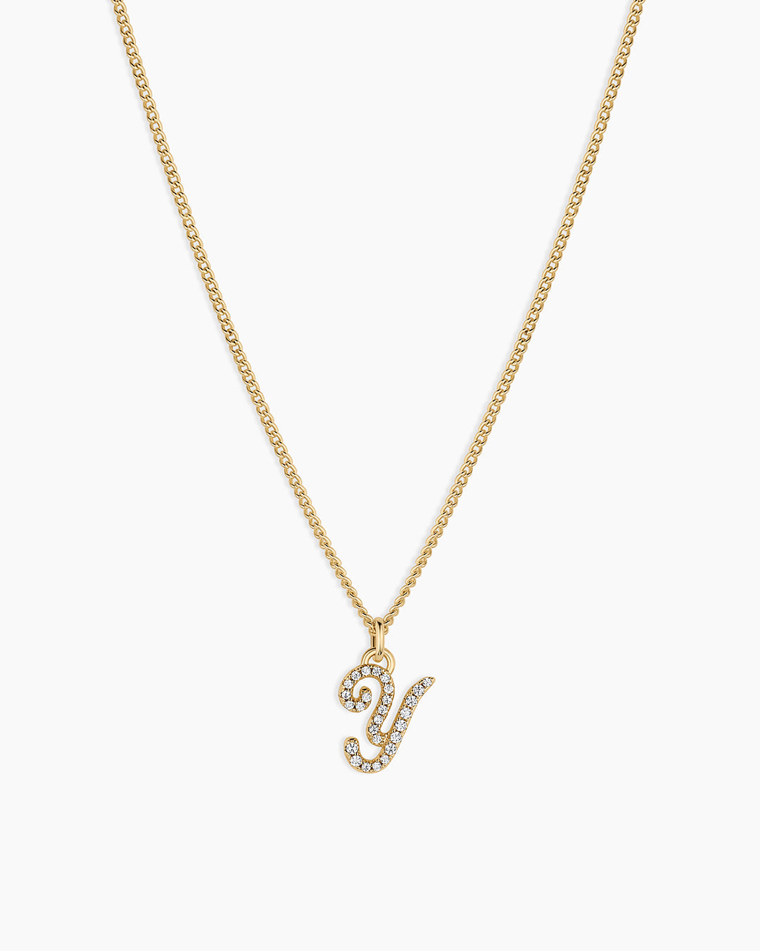 Wilder Shimmer Alphabet Necklace || option::18K Gold Plated, Y