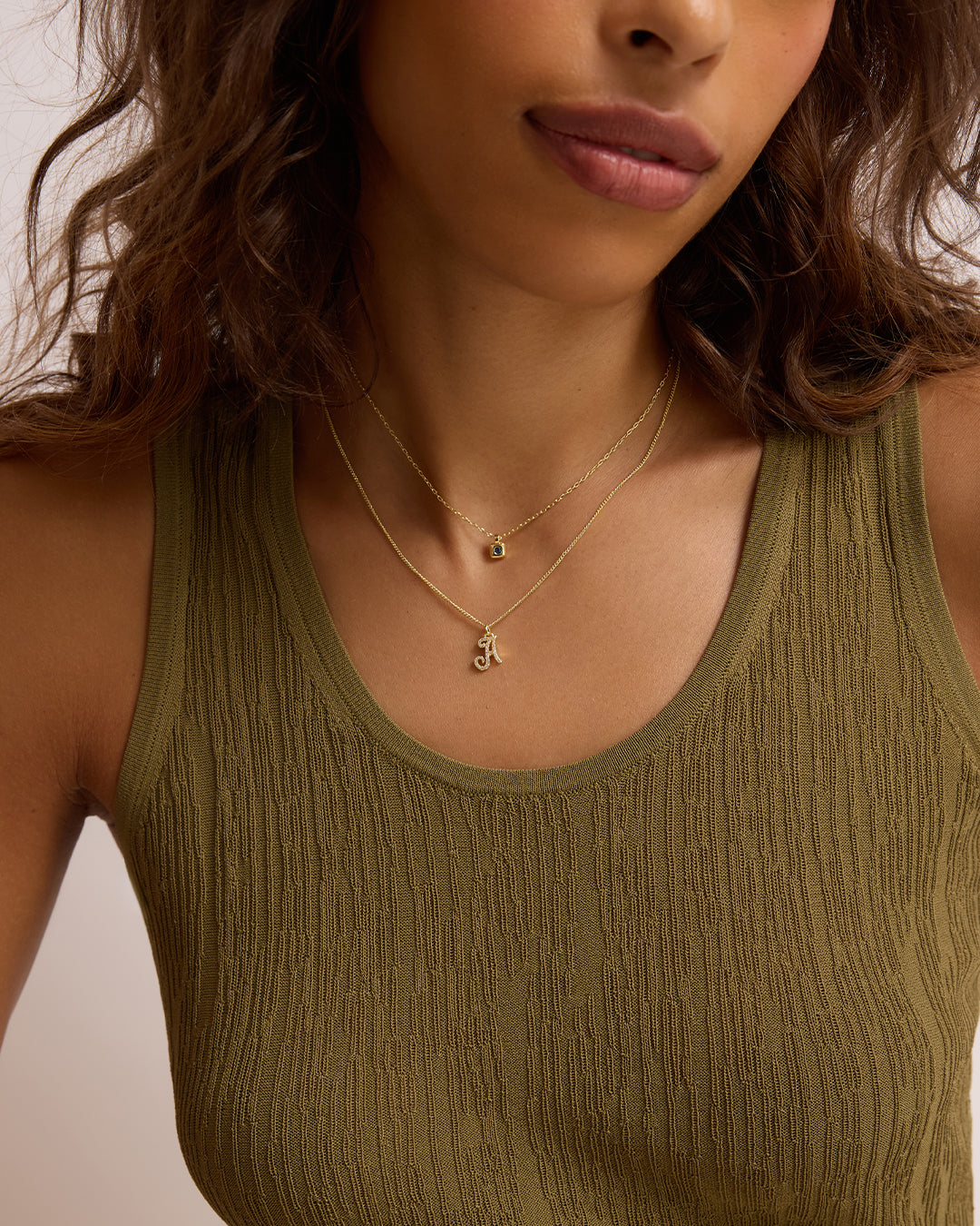 Petite Puff Birthstone Necklace || option::18K Gold Plated, White Topaz - April