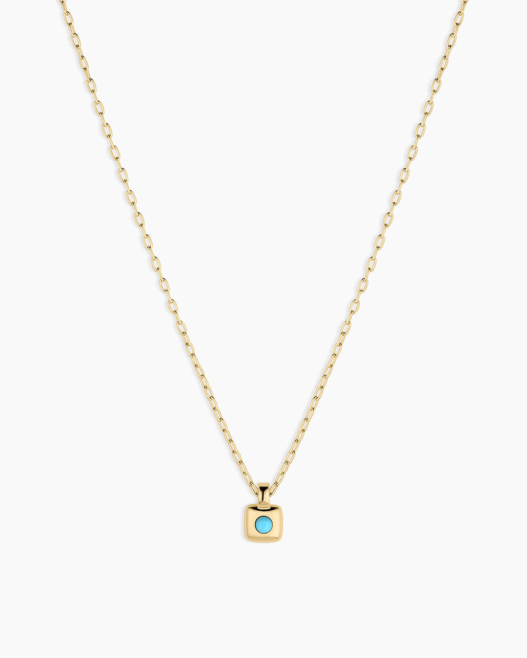 Petite Puff Birthstone Necklace || option::18K Gold Plated, Turquoise - December