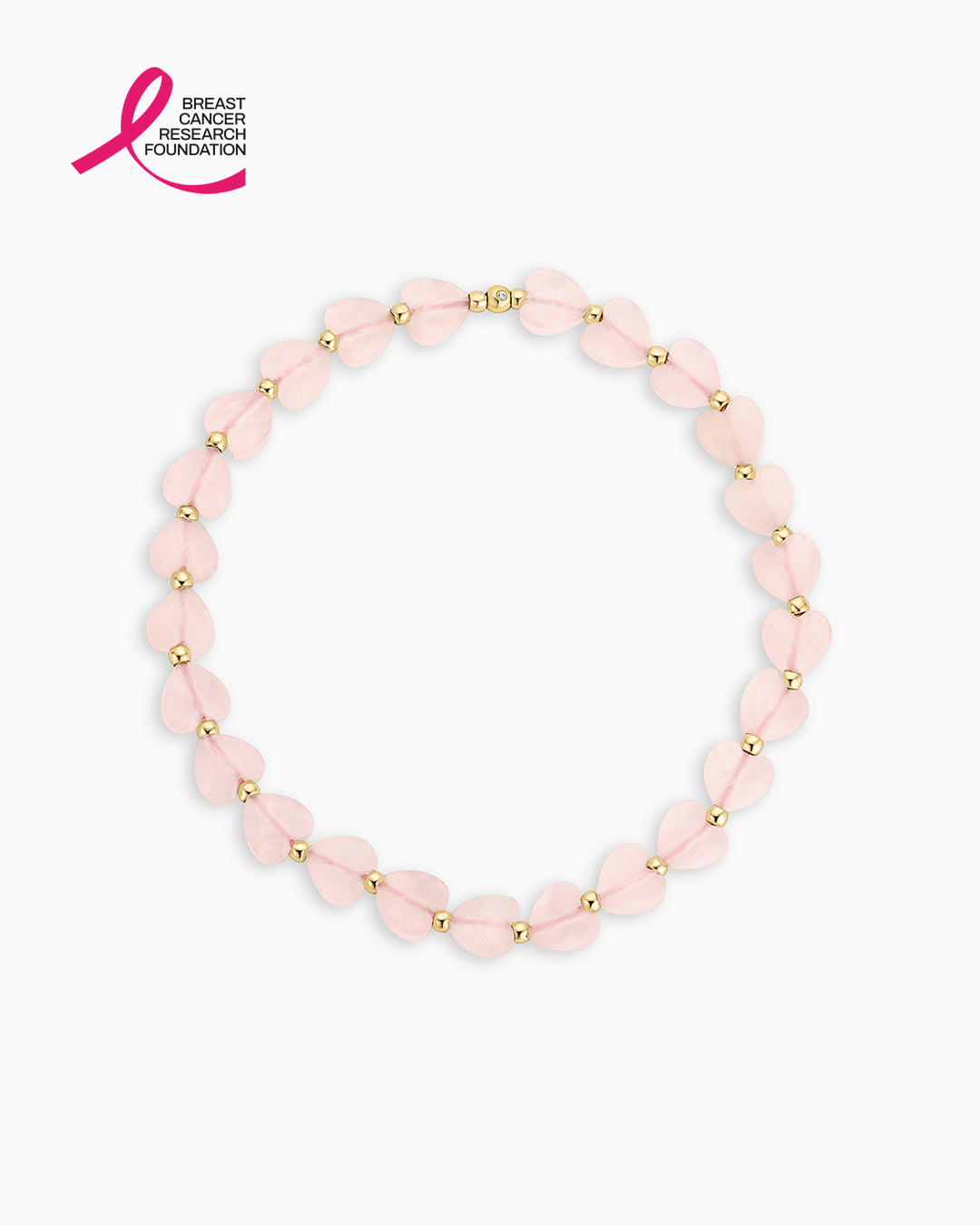 BCRF Rose Quartz Heart Bracelet || option::18K Gold Plated 
