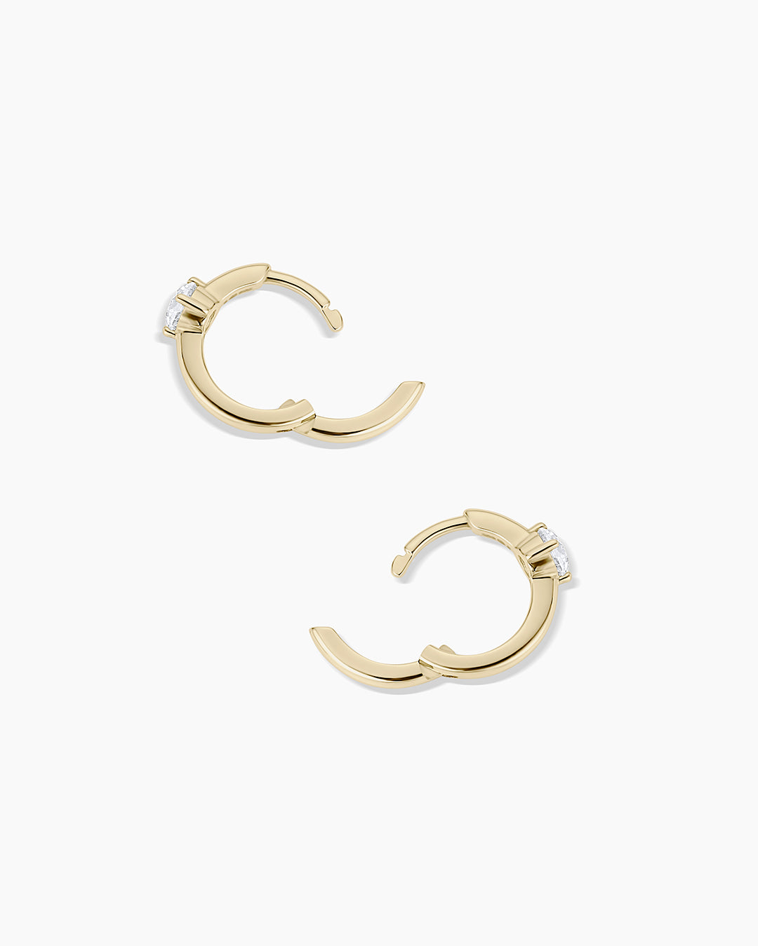 Lab Grown Diamond Solitaire Huggies || option::14k Solid Gold