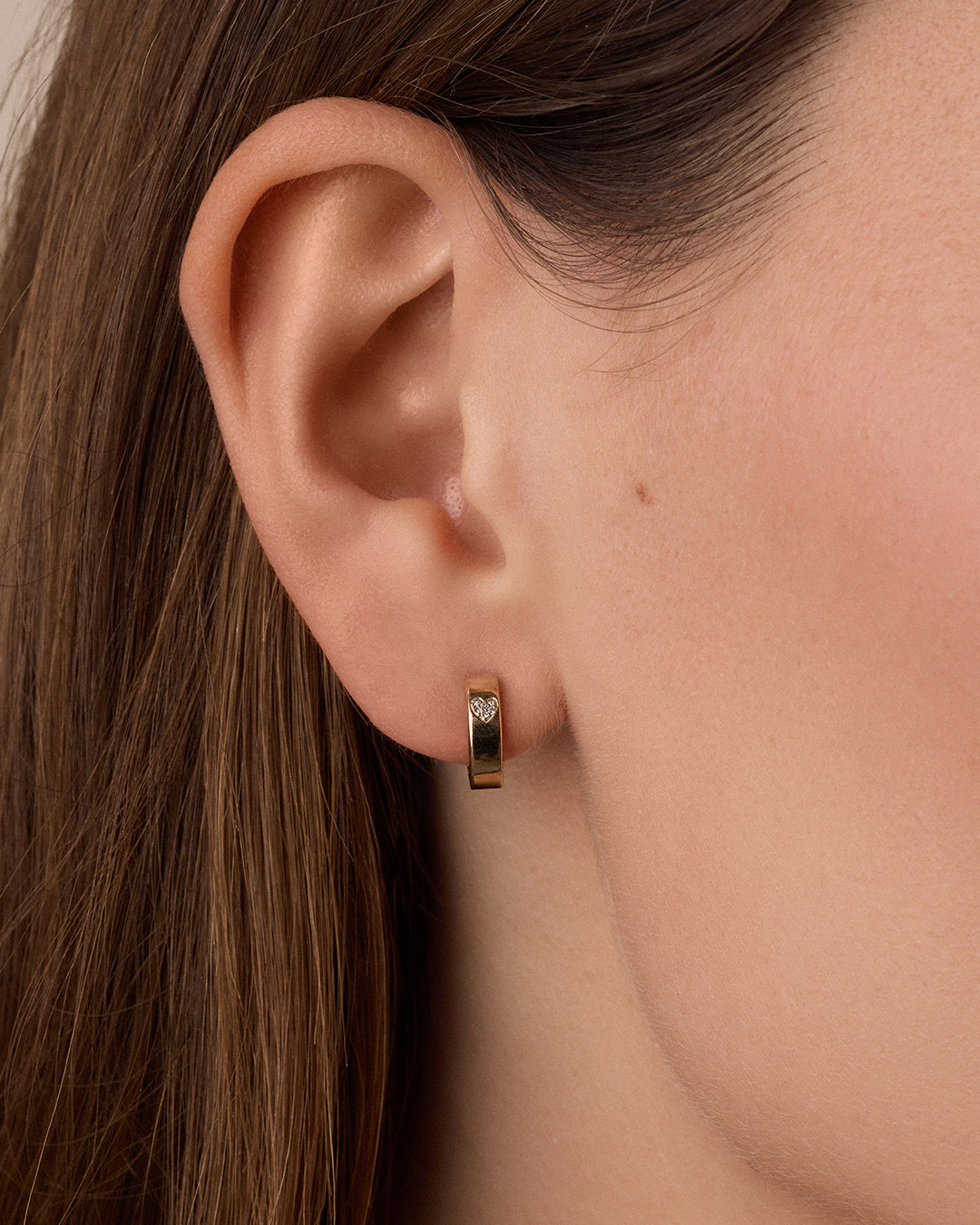 Diamond Love Rose Single Huggie || option::14k Solid Gold