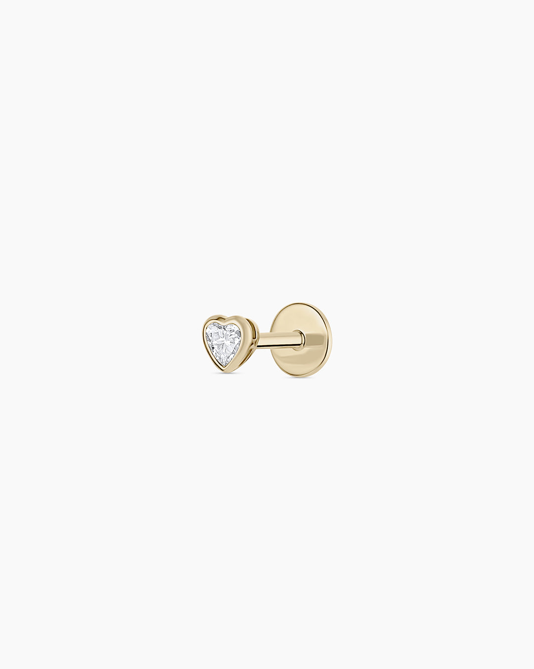 Lab Grown Diamond Heart Single Flat Back Stud || option::14k Solid Gold