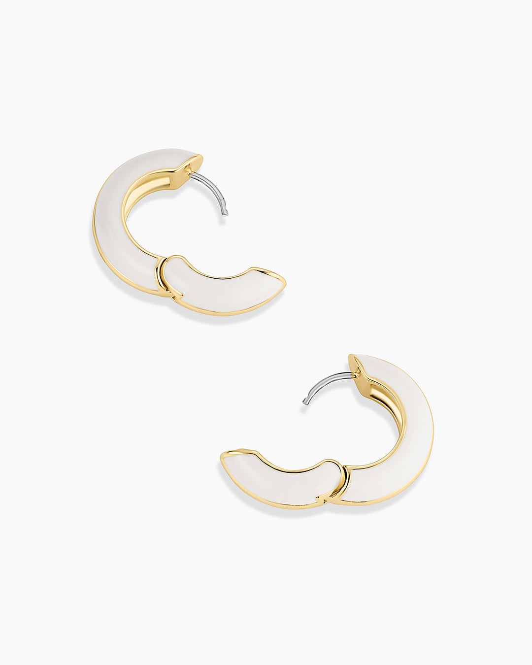 Lou Stripe Huggies || option::18K Gold Plated, Eggshell
