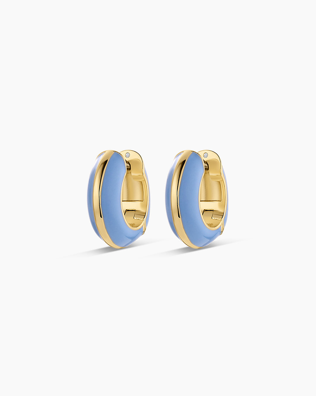 Lou Stripe Huggies || option::18K Gold Plated, Chambray