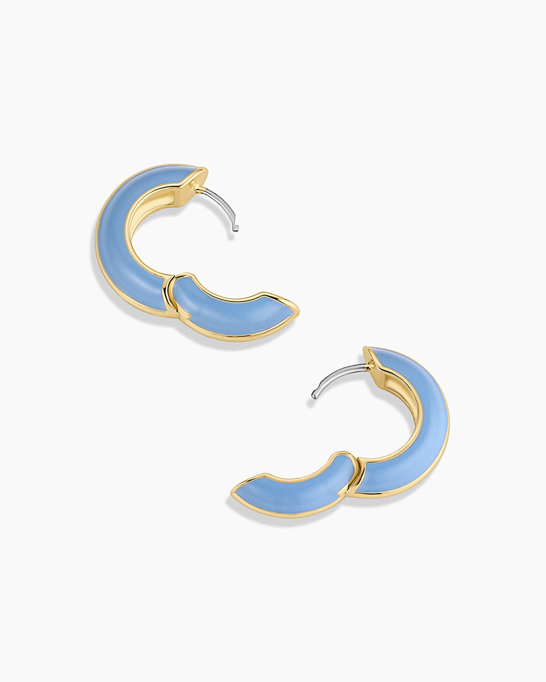 Lou Stripe Huggies || option::18K Gold Plated, Chambray