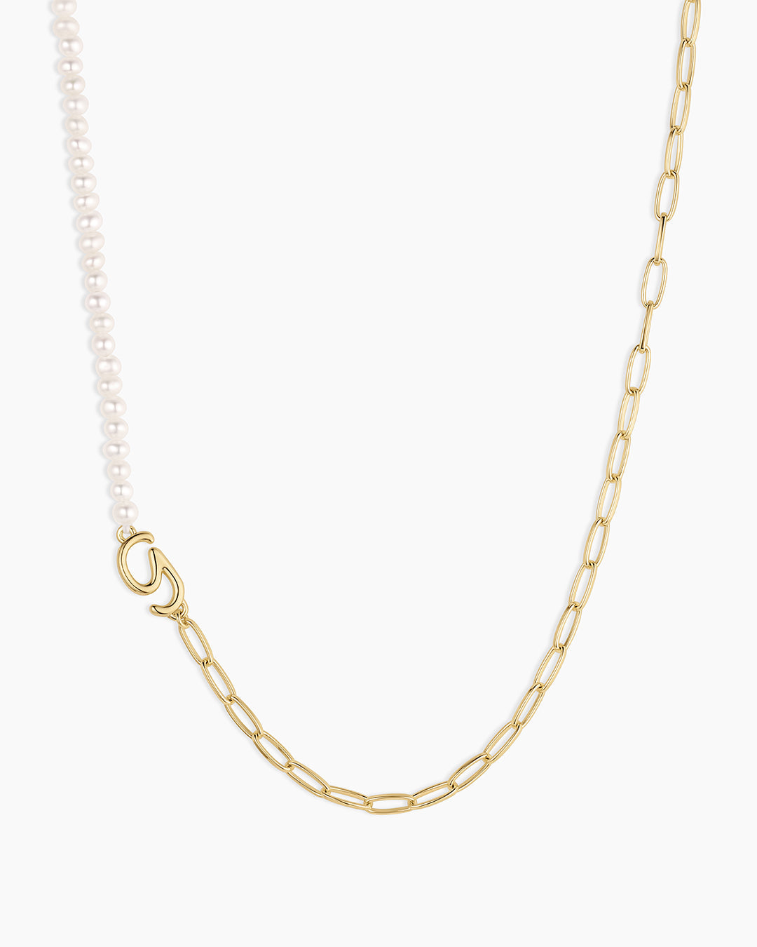 Lou Pearl Alphabet Necklace || option::18K Gold Plated, G