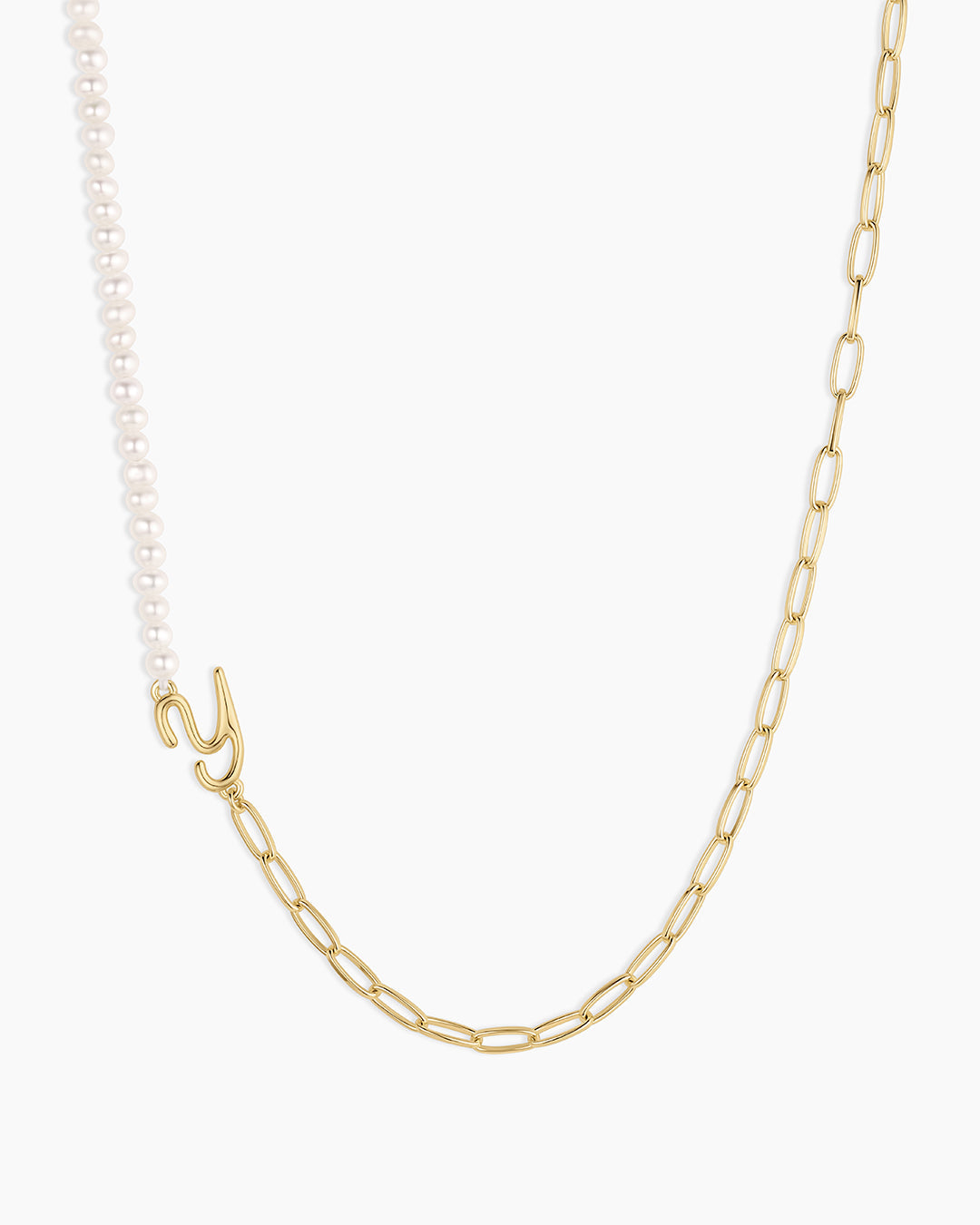 Lou Pearl Alphabet Necklace || option::18K Gold Plated, Y