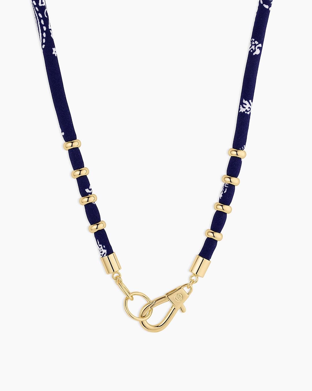 Paisley Bandana Long Necklace || option::18K Gold Plated, Navy
