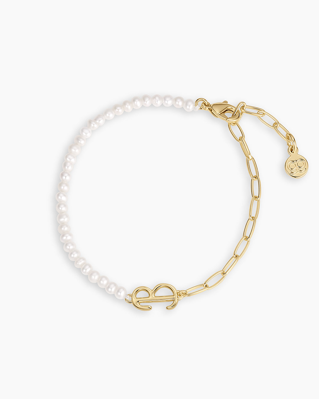 Lou Pearl Alphabet Bracelet || option::18K Gold Plated, B