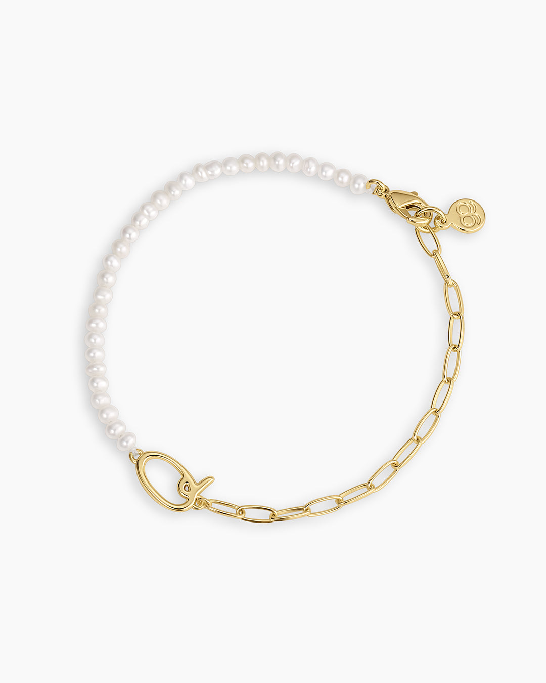 Lou Pearl Alphabet Bracelet || option::18K Gold Plated, Q