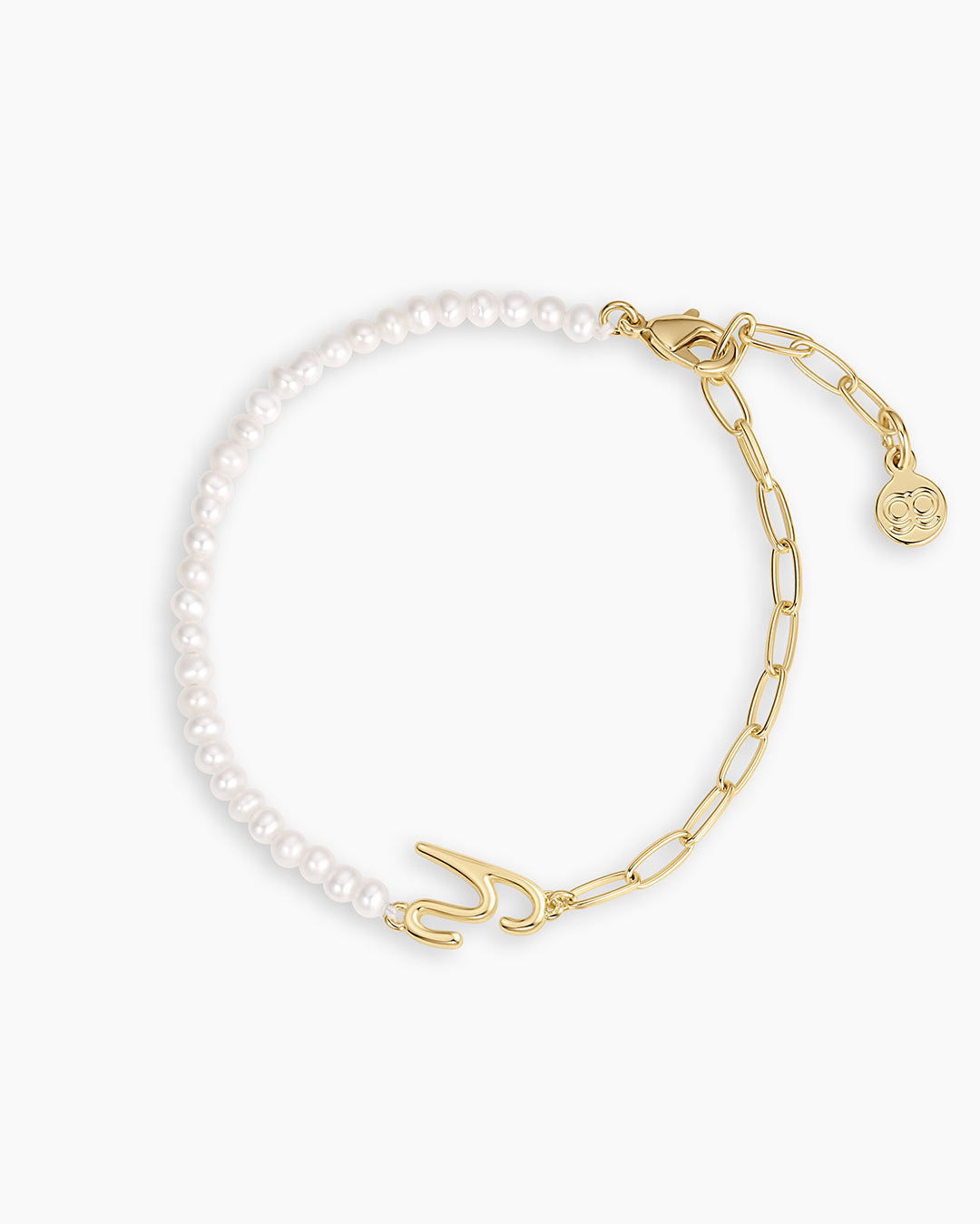 Lou Pearl Alphabet Bracelet || option::18K Gold Plated, Y