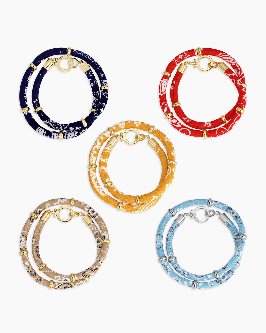 Paisley Bandana Wrap Bracelet || option::18K Gold Plated, Red