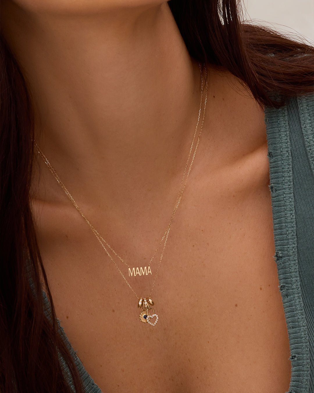 14K Gold Birthstone Halo Charm Necklace || option::14k Solid Gold, White Topaz - April