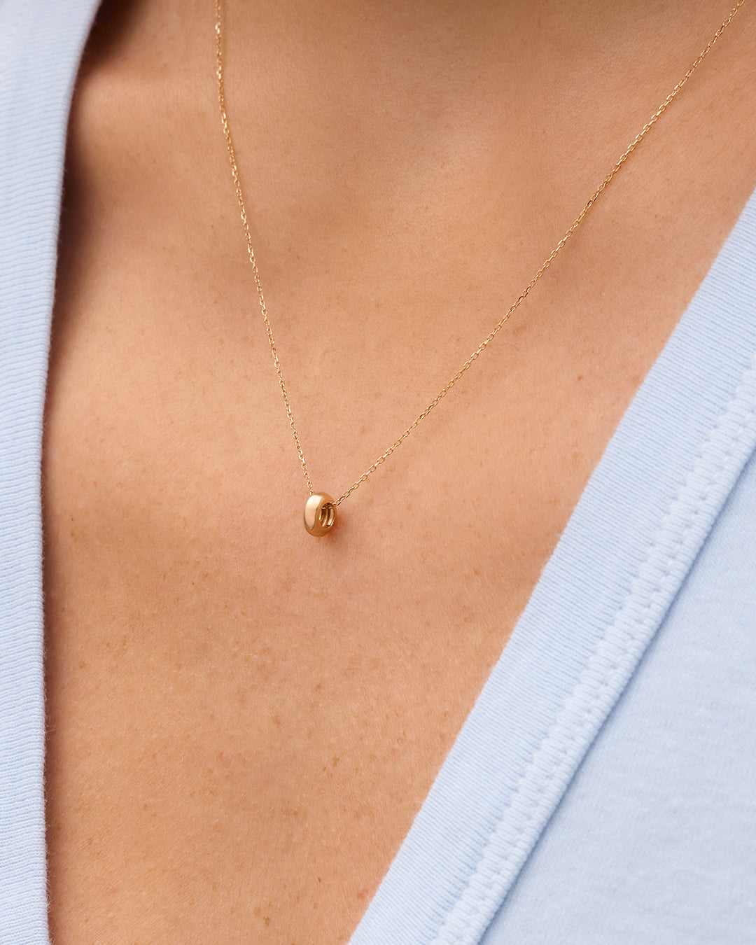 14K Gold Lou Halo Charm Necklace || option::14K Solid Gold