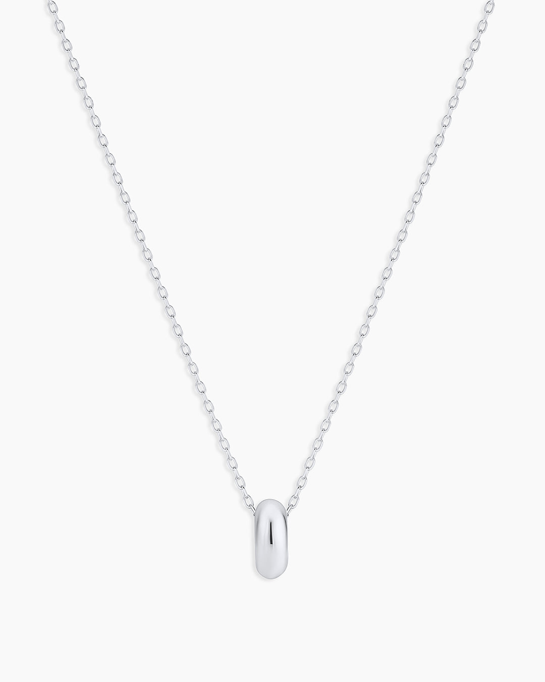 14K White Gold Lou Halo Charm Necklace || option::14K Solid White Gold