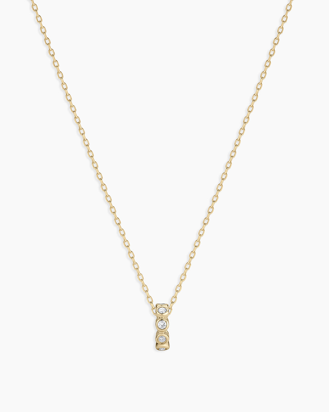 Classic Diamond Halo Charm Necklace || option::14K Solid Gold