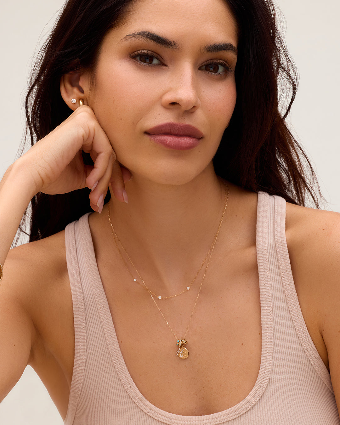 Diamond Pavé Halo Charm Necklace || option::14K Solid Gold