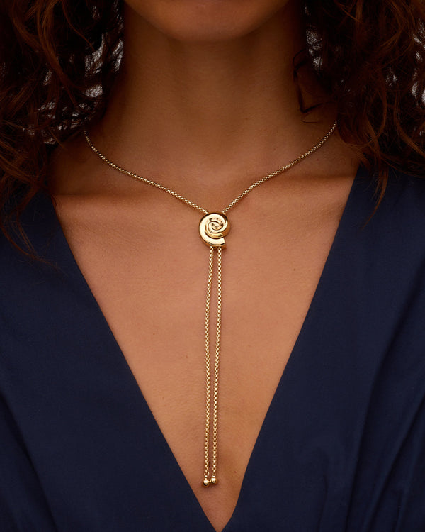 Nautilus Bolo Necklace || option::18K Gold Plated