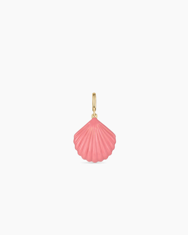 Scallop Enamel Parker Charm || option::18K Gold Plated, Pink