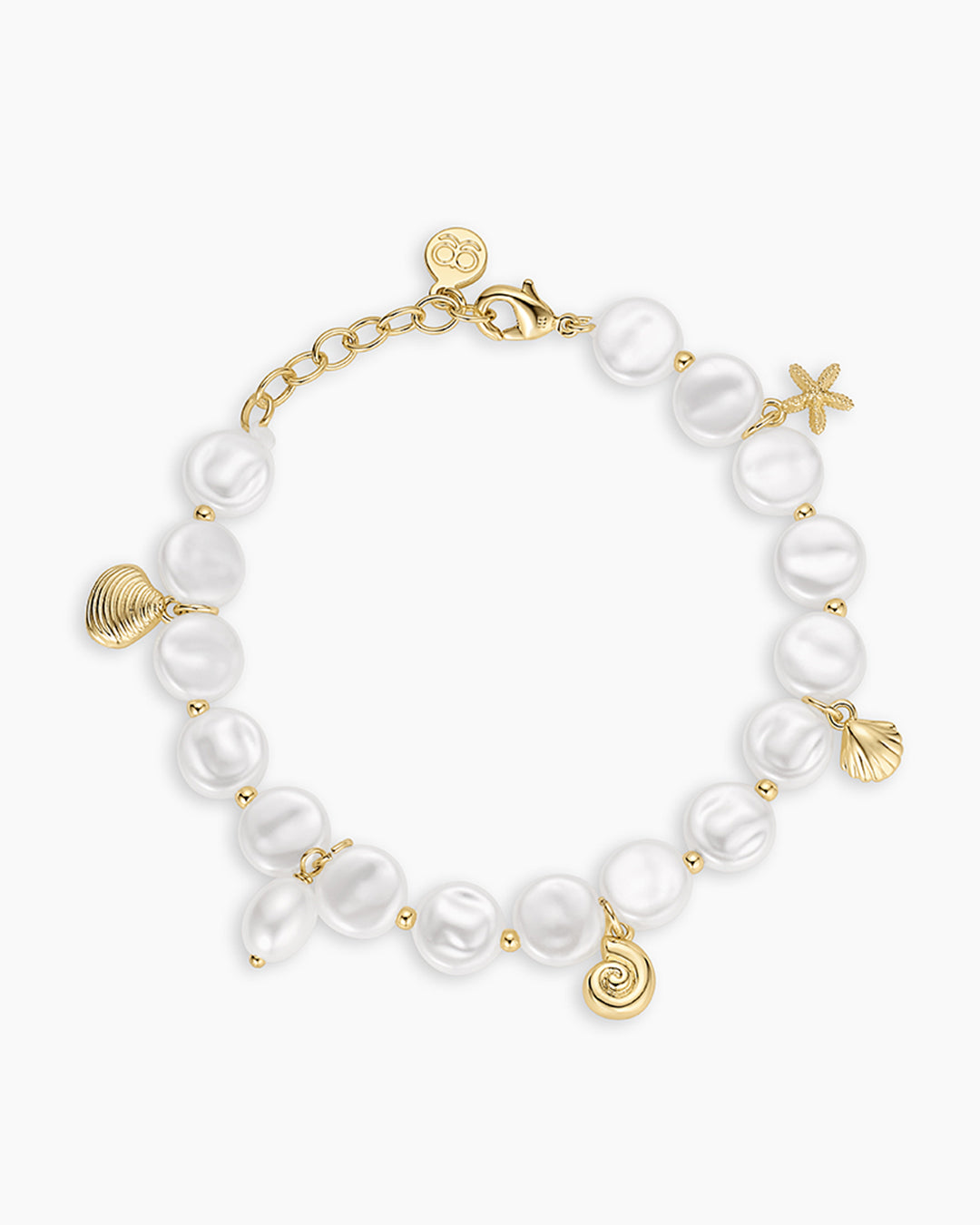 Reese Pearl Mini Charm Bracelet || option::18K Gold Plated