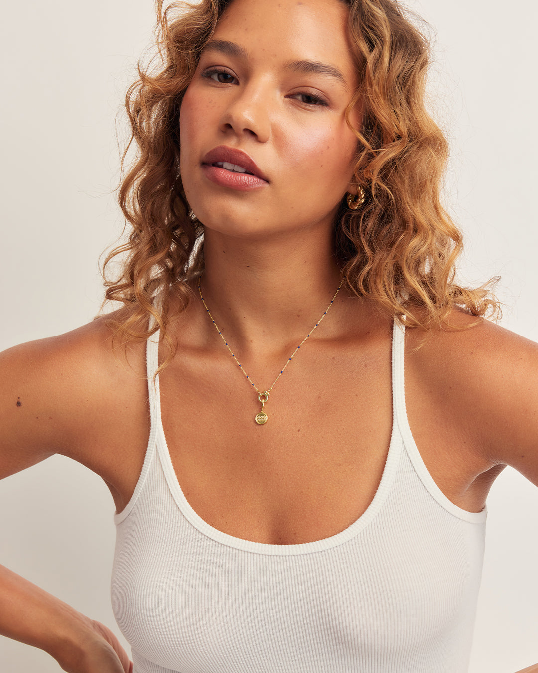 Capri Necklace || option::18K Gold Plated, Royal Blue