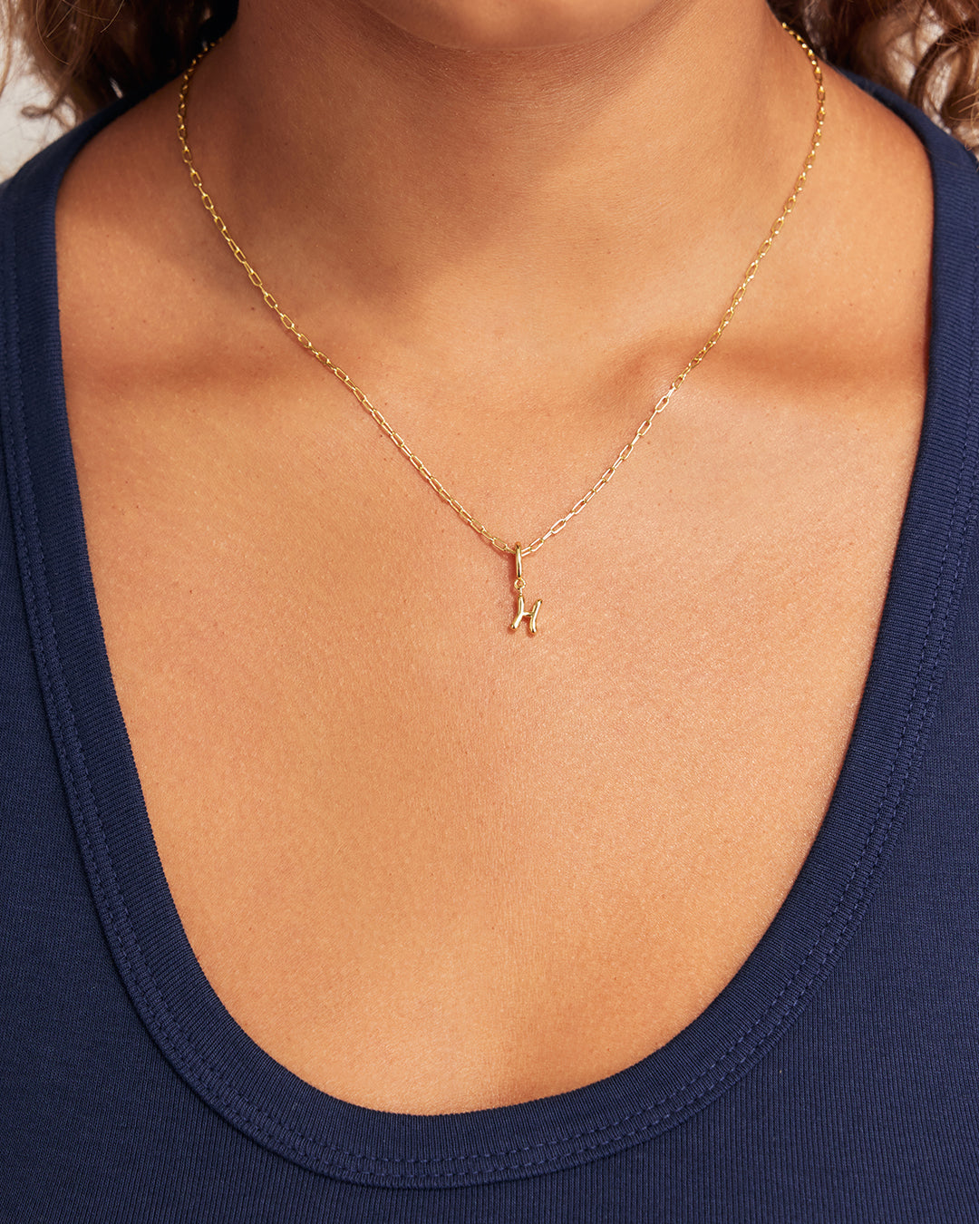 Ryder Alphabet Charm || option::18K Gold Plated, H