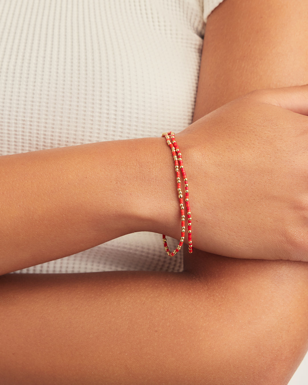 Scout Beaded Bracelet || option::18K Gold Plated, Red