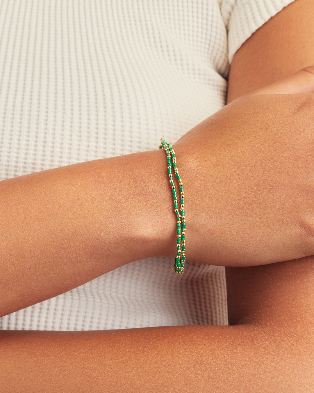 Scout Beaded Bracelet || option::18K Gold Plated, Green
