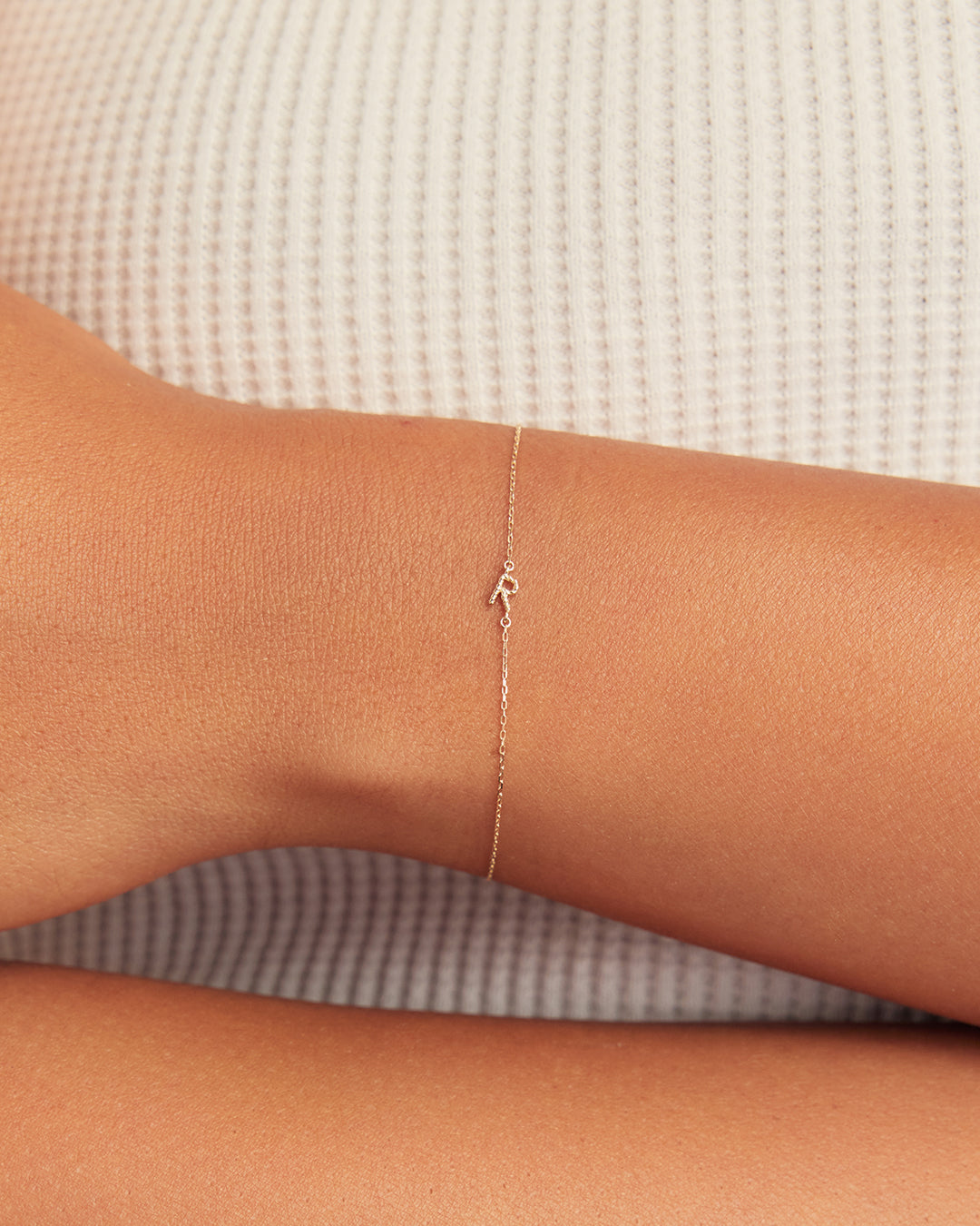 14k Gold Crew Alphabet Bracelet || option::14K Solid Gold, R
